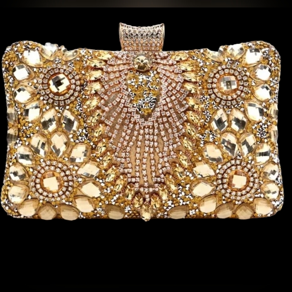 NEW Without Tags Gold Elegant, Chic Rectangular Evening Bag / Purse / Clutch
